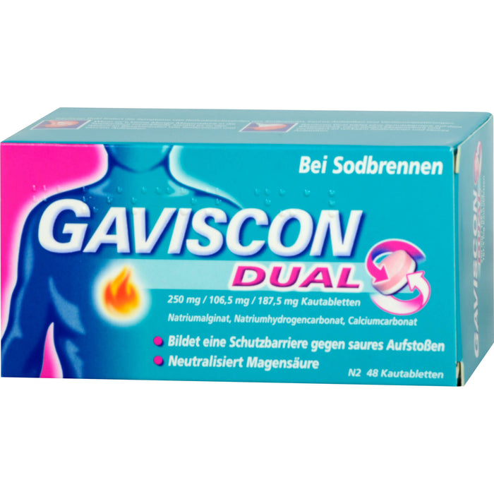 GAVSICON Dual Kautabletten bei Sodbrennen, 48 pcs. Tablets