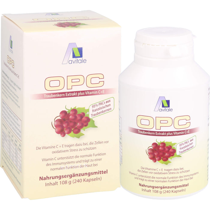 Avitale OPC Traubenkern Extrakt plus Vitamin C+E Kapseln, 240 pcs. Capsules