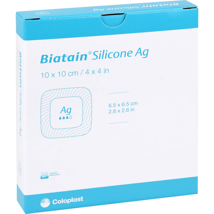 BIATAIN Silicone Ag Schaumverband 10x10 cm, 5 St KOM