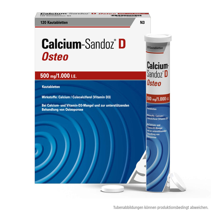 Calcium-Sandoz D Osteo 500 mg/1.000 I.E. Kautabletten, 120 pcs. Tablets