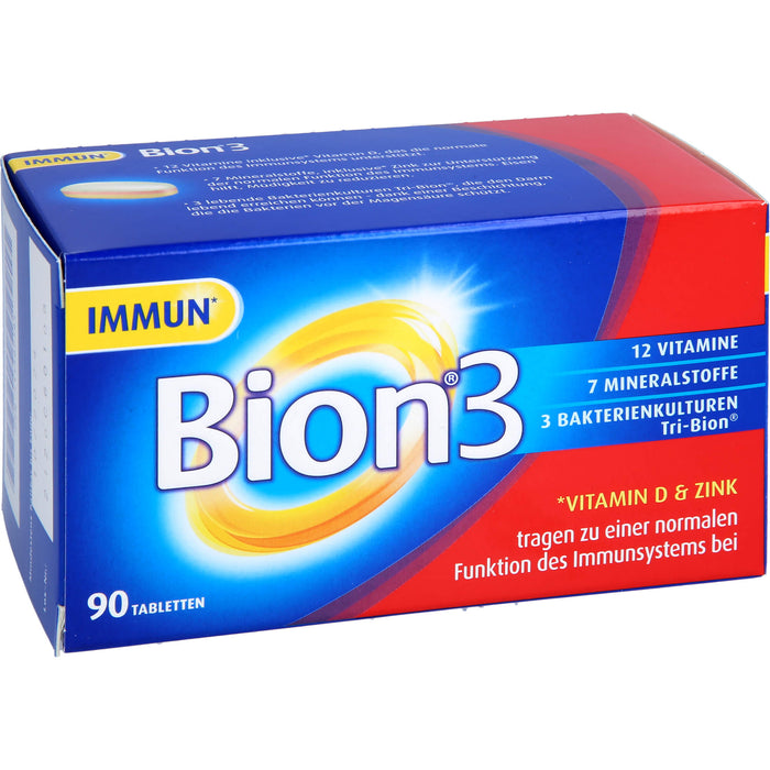 Bion 3 Vitamine, Mineralstoffe, Bakterienkulturen Tabletten, 90 pc Tablettes