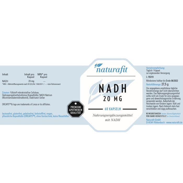 naturafit NADH 20 mg Kapseln, 60 pc Capsules