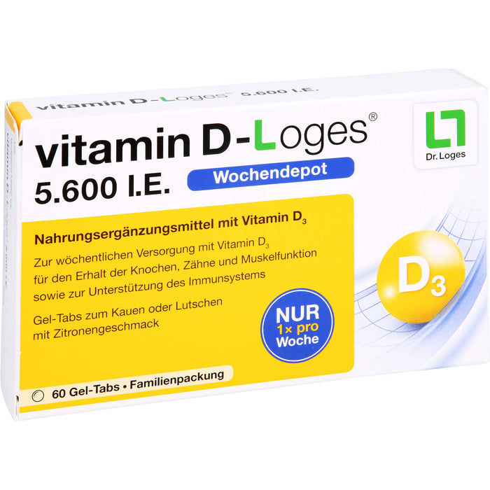 vitamin D-Loges 5.600 I.E. Gel-Tabs, 60 pcs. Tablets