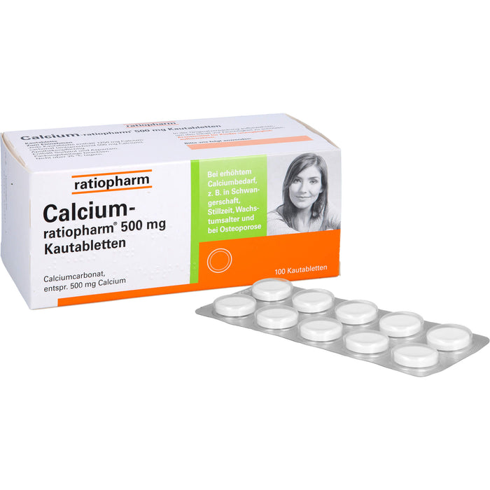 Calcium-ratiopharm 500 mg Kautabletten, 100 pc Tablettes