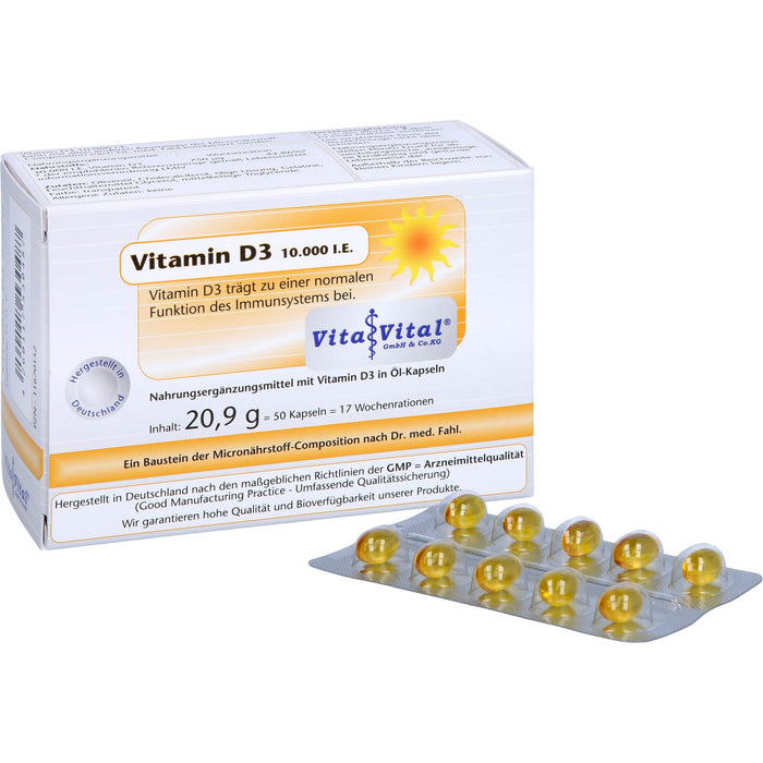 Vita Vital Vitamin D3 10,000 i.E. Kapseln, 50 pcs. Capsules