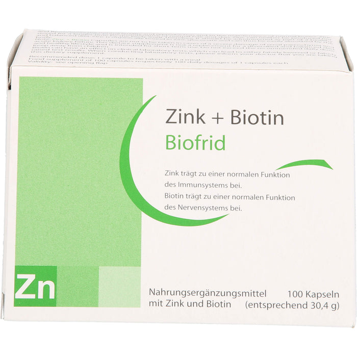 Biofrid Zink + Biotin Kapseln, 100 St. Kapseln