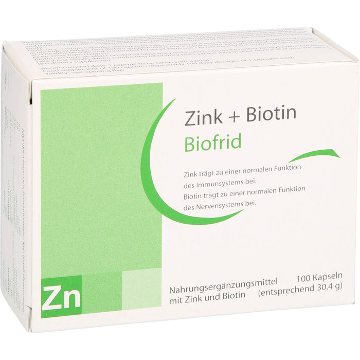 Biofrid Zink + Biotin Kapseln, 100 pc Capsules