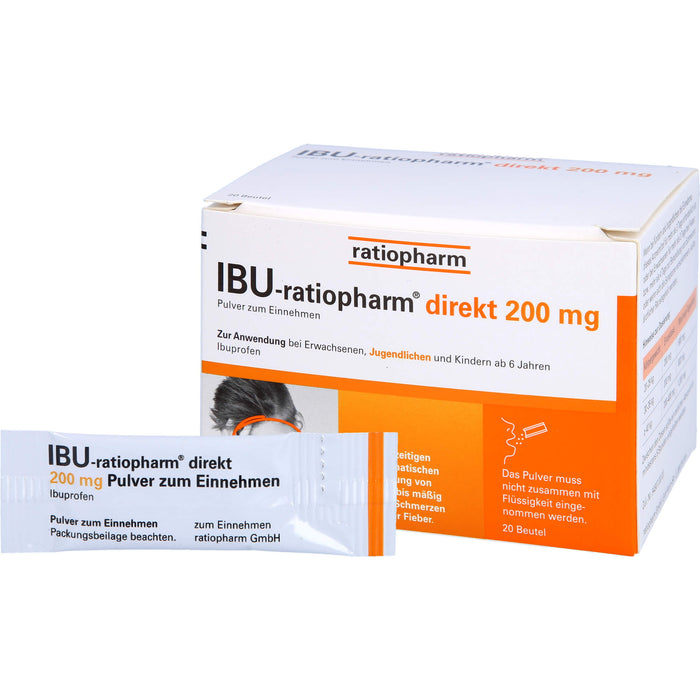 IBU-ratiopharm direkt 200 mg Pulver zum Einnehmen, 20 pcs. Sachets