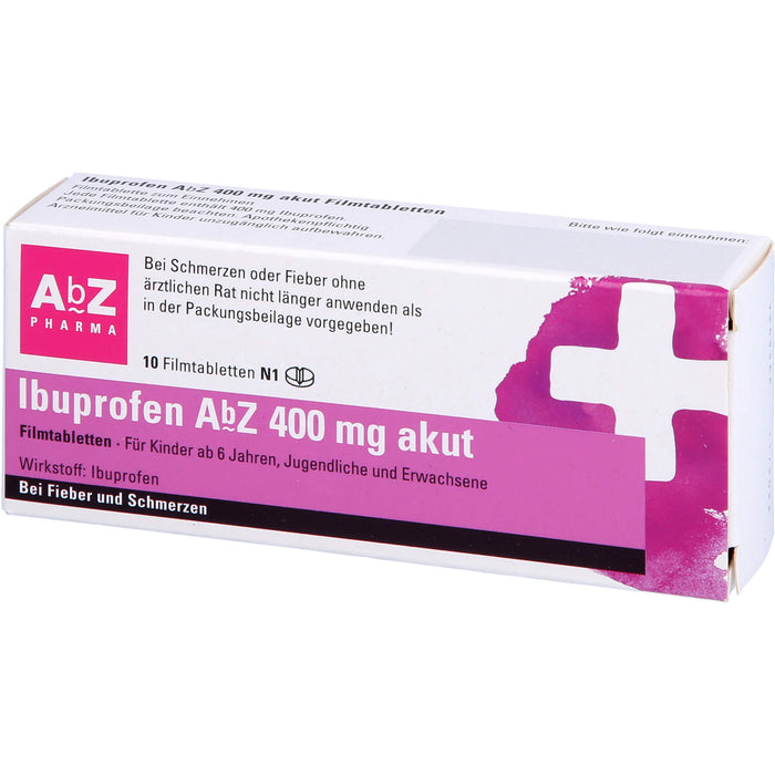 Ibuprofen AbZ 400 mg akut Filmtabletten, 10 pc Tablettes