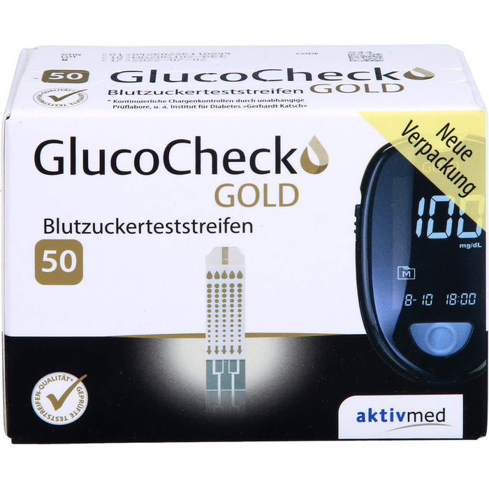 GlucoCheck Gold Blutzuckerteststreifen, 50 pcs. Test strips