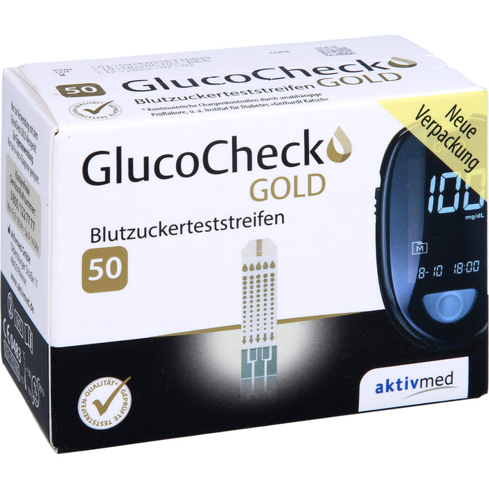 GlucoCheck Gold Blutzuckerteststreifen, 50 pcs. Test strips