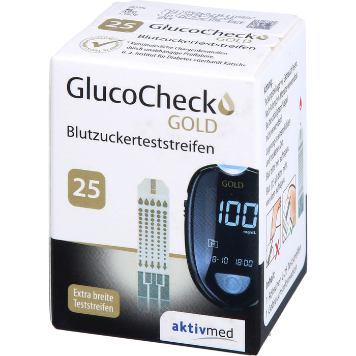 GlucoCheck GOLD Blutzuckerteststreifen, 25 pc Bandelettes réactives