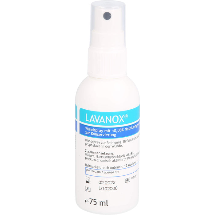 LAVANOX Wundspray zur Reinigung, Befeuchtung und Infektionsprophylaxe in der Wunde, 75 ml Solution