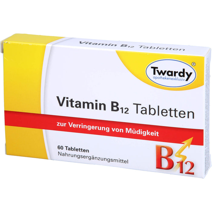 Twardy Vitamin B12 Tabletten zur Verringerung von Müdigkeit, 60 St. Tabletten