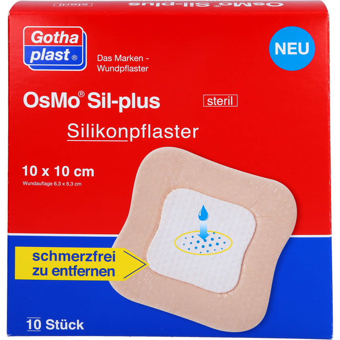 OsMo Sil-plus Silikonpflaster 10X10cm steril, 10 St PFL