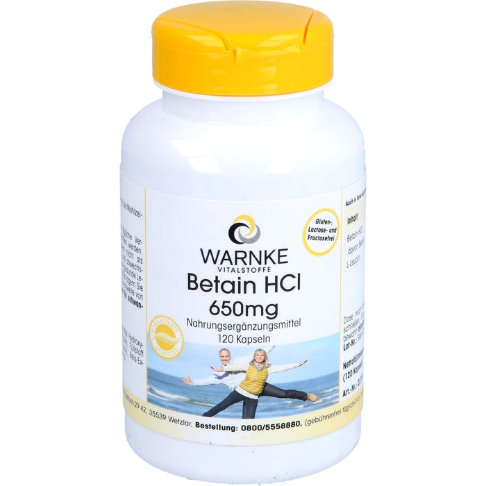 WARNKE Betain HCl 650 mg Kapseln, 120 pc Capsules