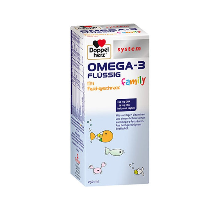 Doppelherz system OMEGA-3 flüssig family mit Fruchtgeschmack, 250 ml Solution