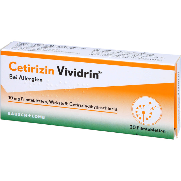 Cetirizin Vividrin 10 mg Filmtabletten, 20 pc Tablettes