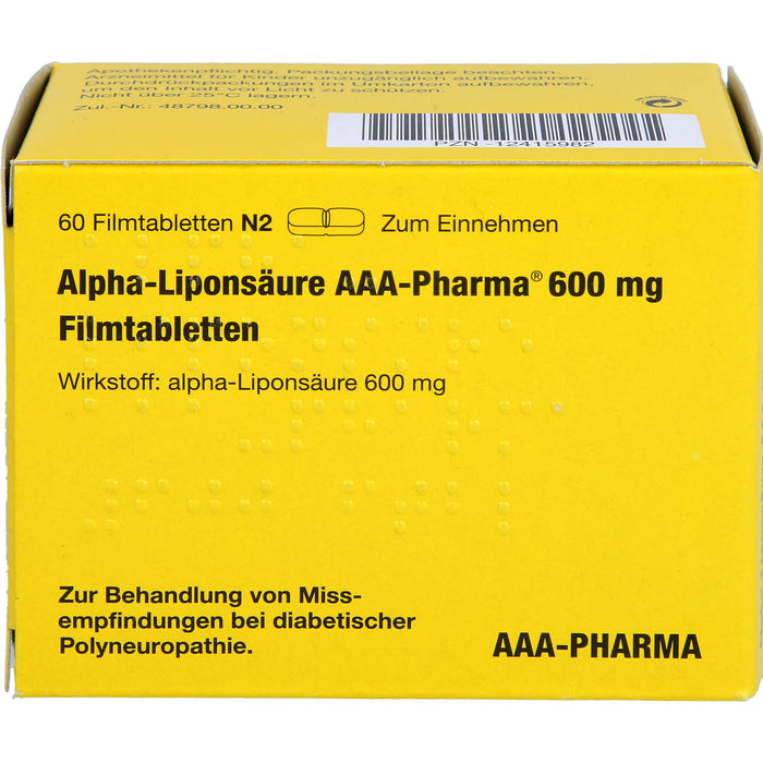 Alpha-Liponsäure AAA-Pharma 600 mg Filmtabletten, 60 St. Tabletten