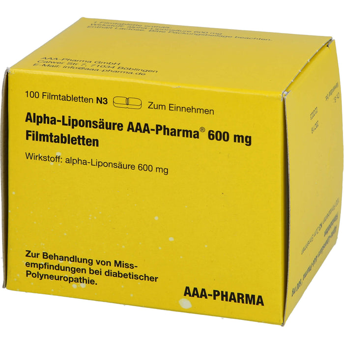 Alpha-Liponsäure AAA-Pharma 600 mg Filmtabletten, 100 pc Tablettes