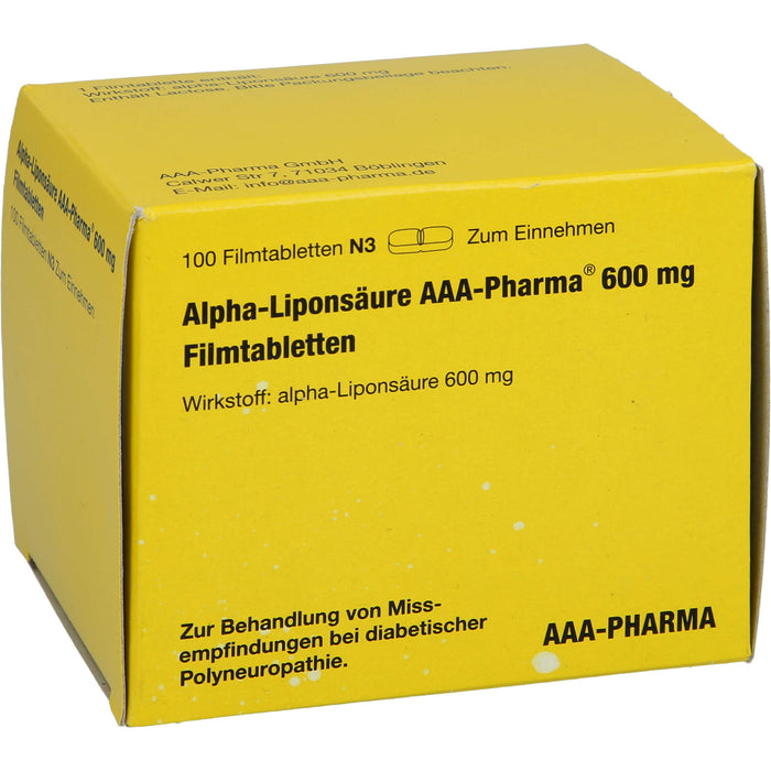 Alpha-Liponsäure AAA-Pharma 600 mg Filmtabletten, 100 pcs. Tablets