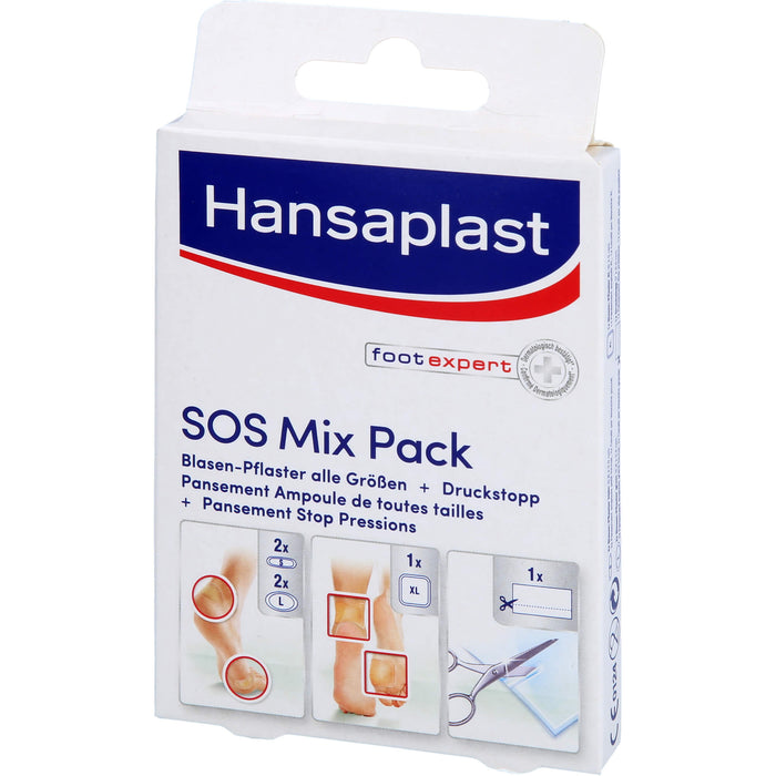 Hansaplast SOS Mix Pack Blasenpflaster alle Größen + Druckstopp Pflaster, 6 pcs. Patch