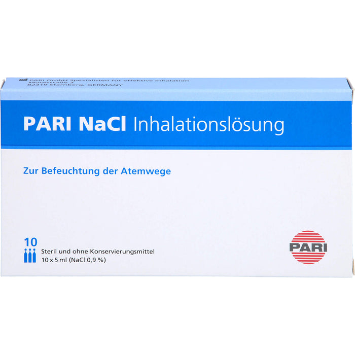 PARI NaCl Inhalationslösung zur Befeuchtung der Atemwege, 10 St. Ampullen