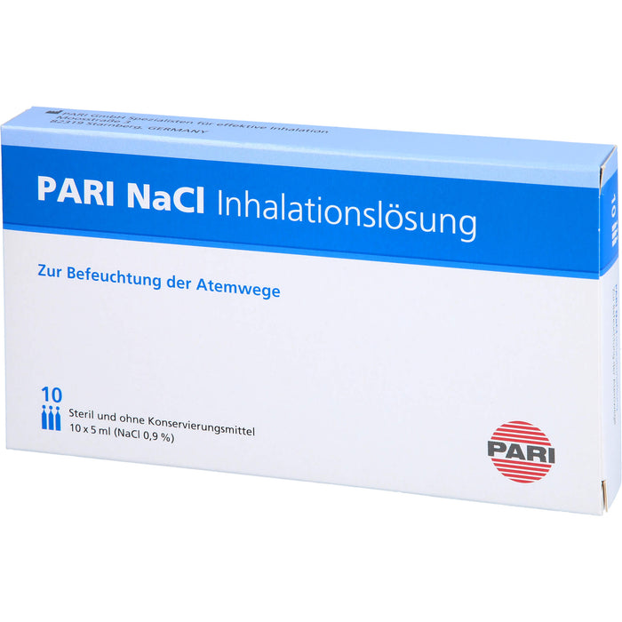 PARI NaCl Inhalationslösung zur Befeuchtung der Atemwege, 10 pcs. Ampoules