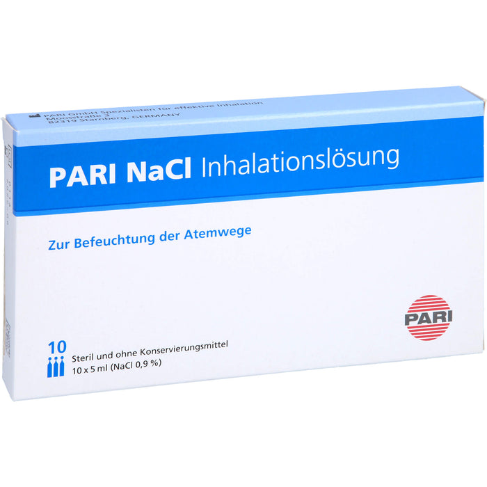 PARI NaCl Inhalationslösung zur Befeuchtung der Atemwege, 10 pc Ampoules