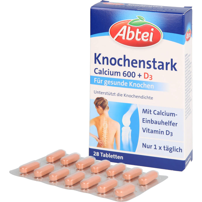 Abtei Knochenstark Calcium 600 + D3 Tabletten für gesunde Knochen, 28 pcs. Tablets