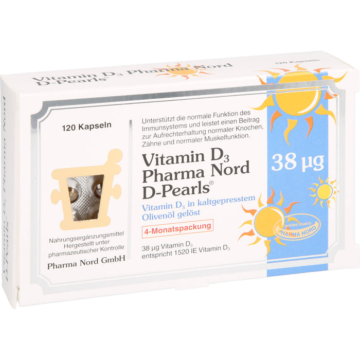 Vitamin D3 Pharma Nord D-Pearls 38 µg Kapseln, 120 pcs. Capsules