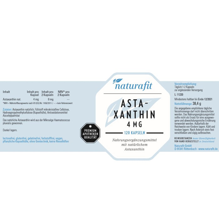 naturafit Astaxanthin 4 mg Kapseln, 120 pc Capsules