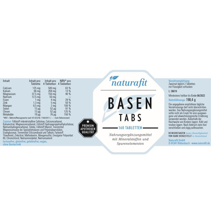 naturafit Basen Tabs Tabletten, 160 pcs. Tablets