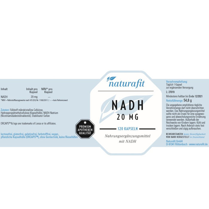 naturafit NADH 20 mg Kapseln, 120 pcs. Capsules