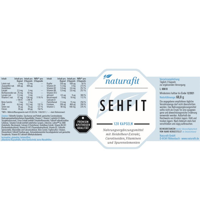 naturafit Sehfit Kapseln, 120 pcs. Capsules