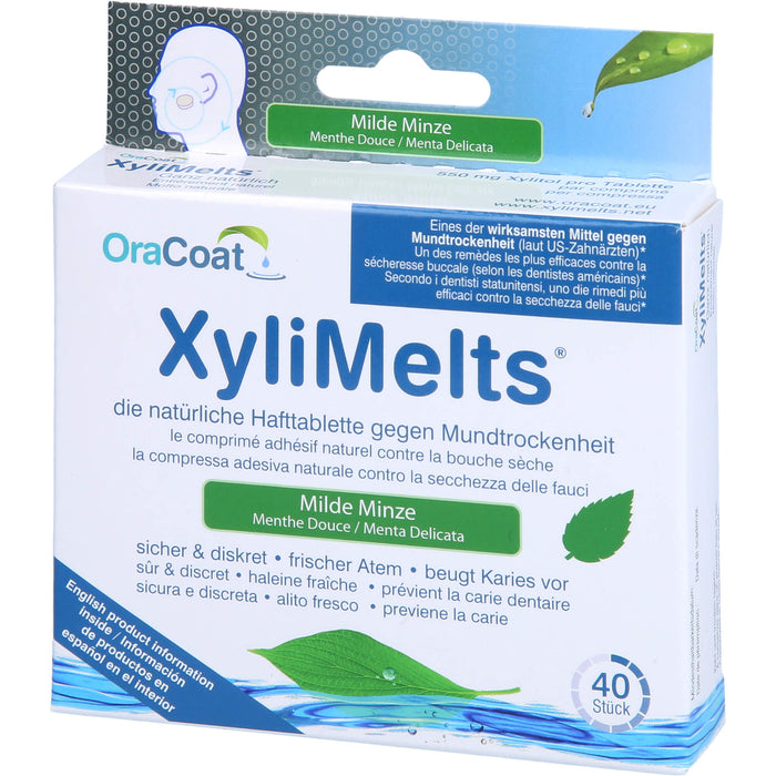 OraCoat XyliMelts Hafttabletten milde Minze gegen Mundtrockenheit, 40 pc Tablettes