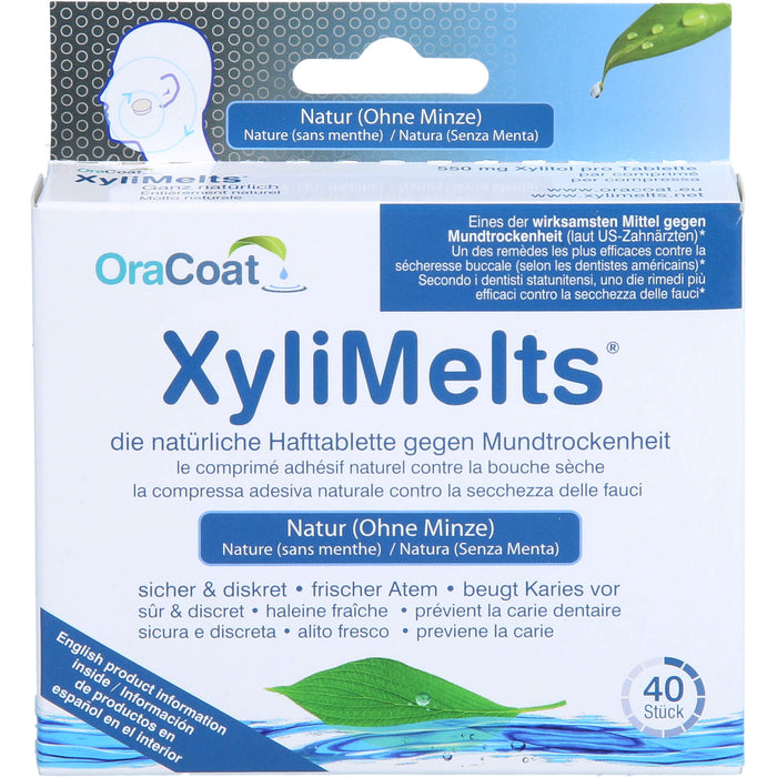 OraCoat XyliMelts Hafttabletten ohne Minze gegen Mundtrockenheit, 40 pcs. Tablets