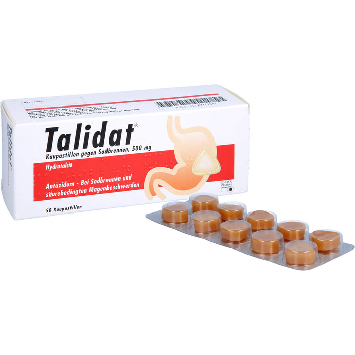 Talidat Kaupastillen gegen Sodbrennen, 500 mg, 50 St PAS