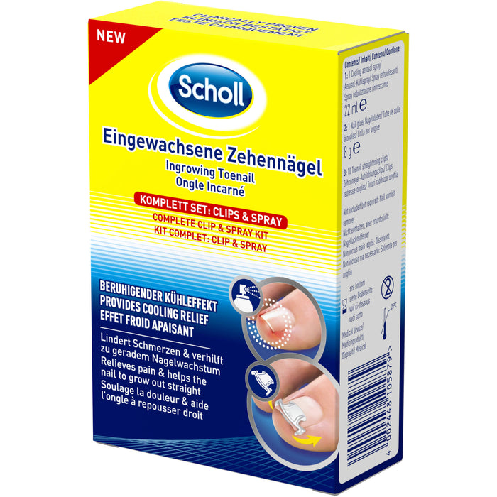 Scholl Eingewachsene Zehennägel Komplett Set Clips & Spray, 1 St. Set