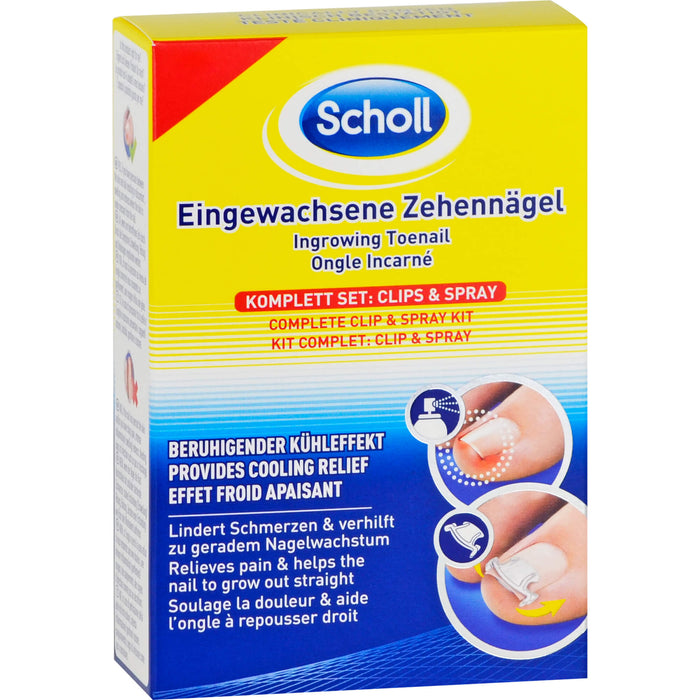 Scholl Eingewachsene Zehennägel Komplett Set Clips & Spray, 1 pcs. Set