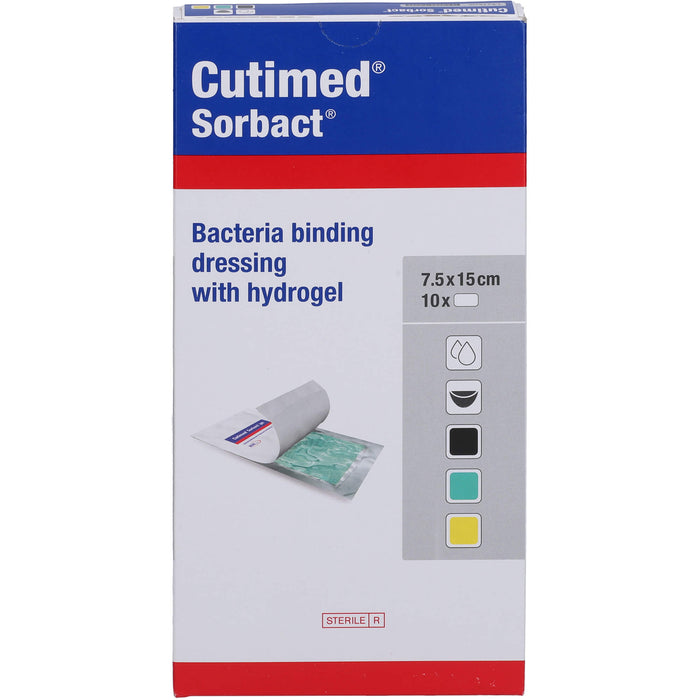 Cutimed Sorbact Gel bakterienbindende Kompresse mit Hydrogel 7,5 cm x 15 cm, 10 pc Compresses