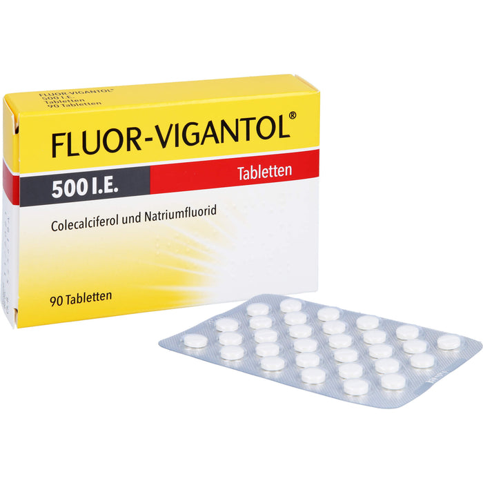 FLUOR-VIGANTOL 500 I.E. Tabletten zur Vorbeugung gegen Rachitis und Zahnkaries, 90 pcs. Tablets