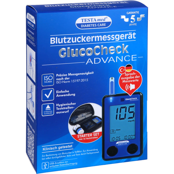 TESTAmed GlucoCheck Advance Blutzuckermessgerät, 1 pcs. Device