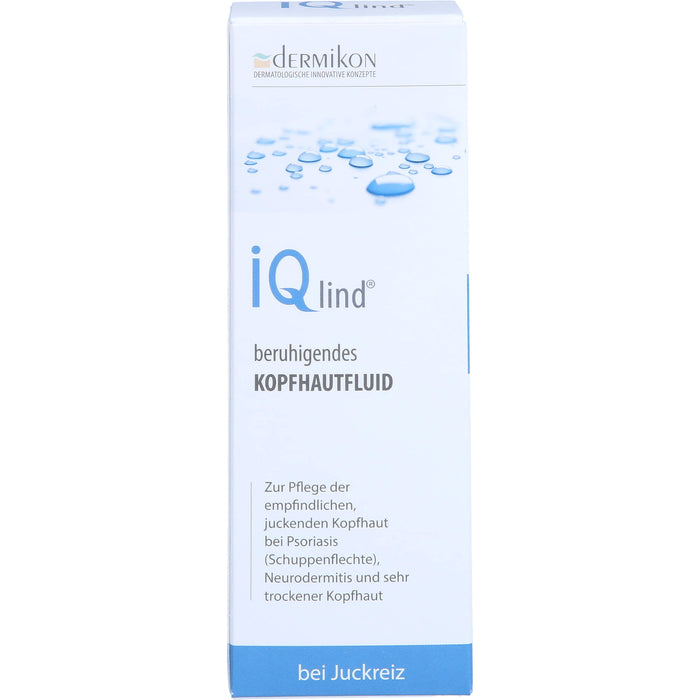 iQlind beruhigendes Kopfhautfluid zur Pflege der empfindlichen, juckenden Kopfhaut bei Psoriasis (Schuppenflechte), Neurodermitis und sehr trockener Kopfhaut, 50 ml Lösung