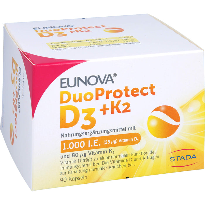 EUNOVA DuoProtect D3+K2 1000 I.E. / 80 µg Kapseln, 90 pcs. Capsules