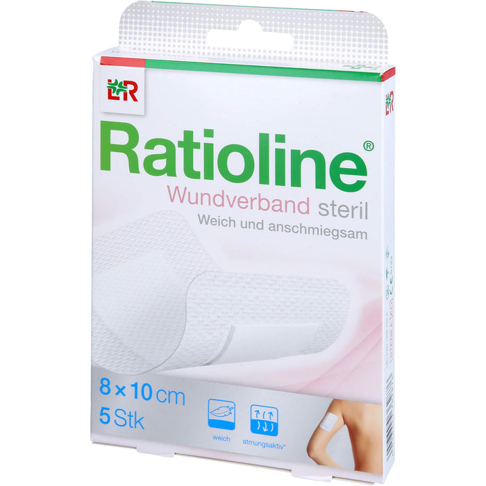 Ratioline Wundverband 10 cm x 8 cm steril, 5 pc Pansements