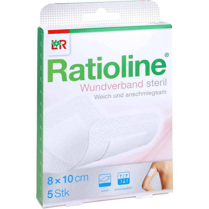 Ratioline Wundverband 10 cm x 8 cm steril, 5 St. Wundauflagen