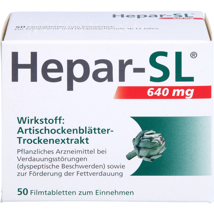 Hepar-SL 640 mg Filmtabletten bei Verdauungsstörungen, 50 pc Tablettes