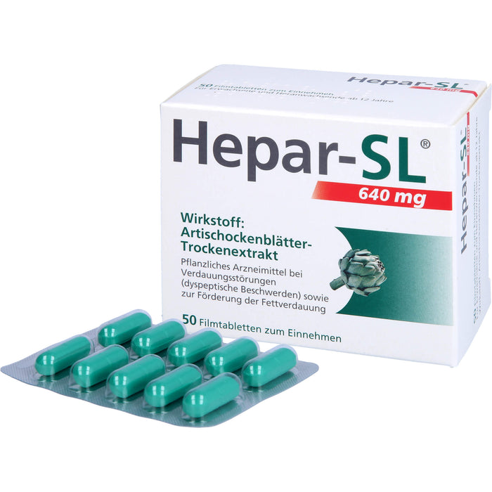 Hepar-SL 640 mg Filmtabletten bei Verdauungsstörungen, 50 pc Tablettes