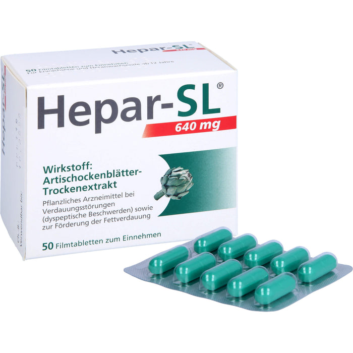 Hepar-SL 640 mg Filmtabletten bei Verdauungsstörungen, 50 St. Tabletten